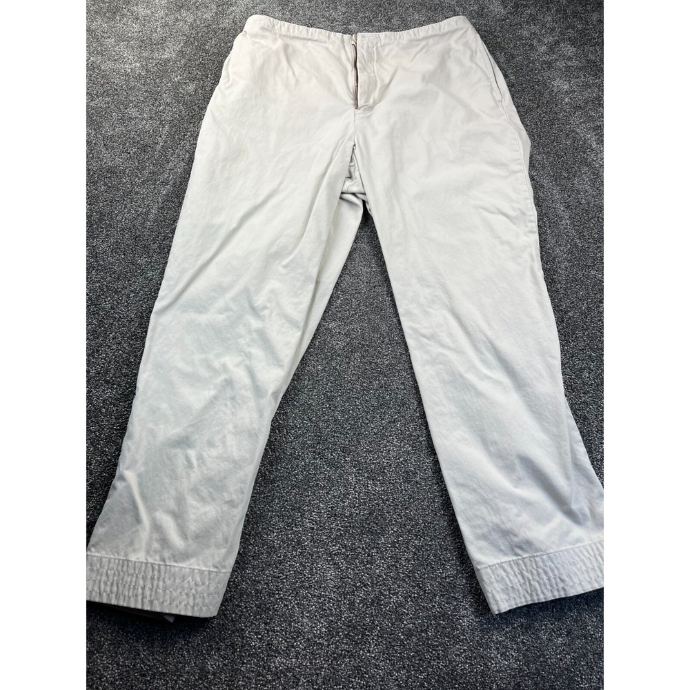 Eddie Bauer Pants Women Sz 12 Cotton Straight Cropped High Rise 25" Inseam Beige